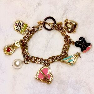 Rare Vintage Juicy Couture Gold Tone Charm Bracelet locket corset